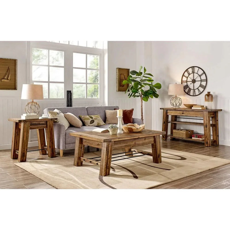 Carbon Loft Bahamondes Natural Solid Acacia Wood Console Table