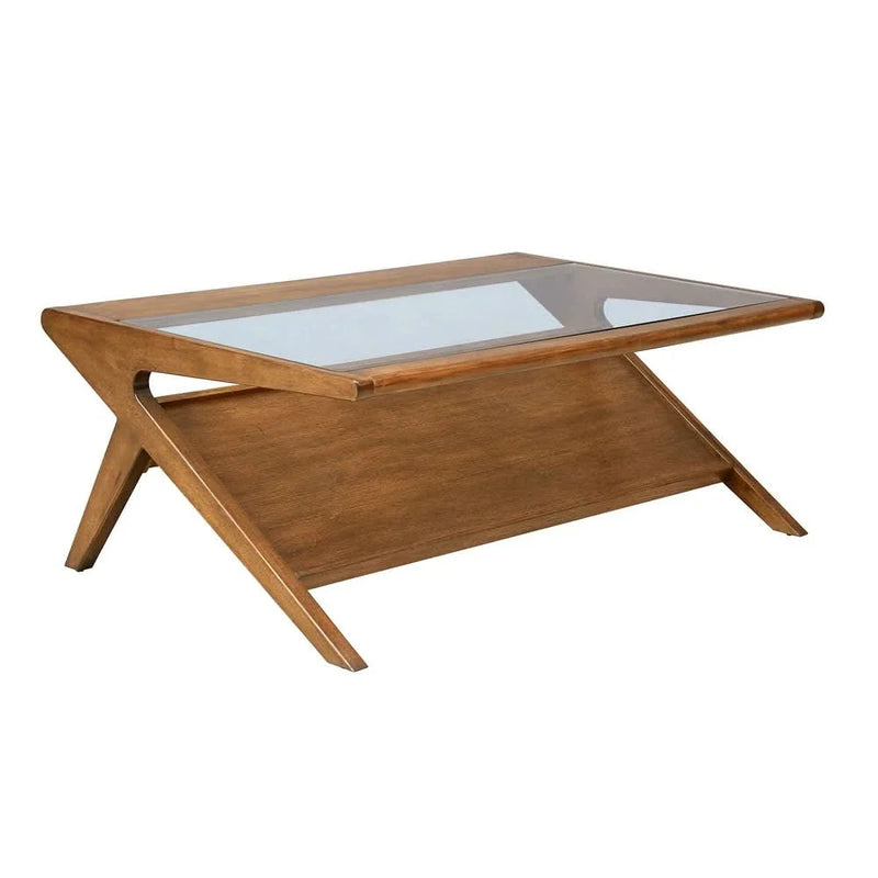 Zicode Rocket Wood & Tempered Glass Coffee Table