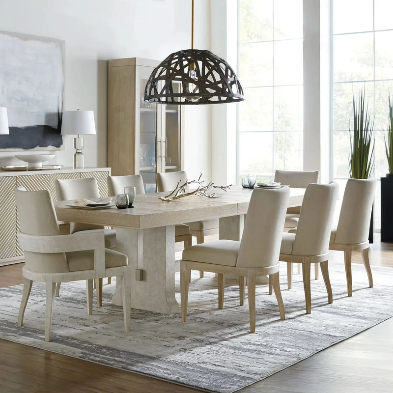Lemperate Modern 9-Piece Double Pedestal Dining Set with Upholstered Chair