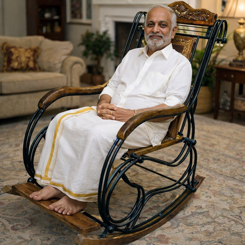 CRAFT DECOR Wooden & Iron Rocking Chair Wooden Chair Swing Chair