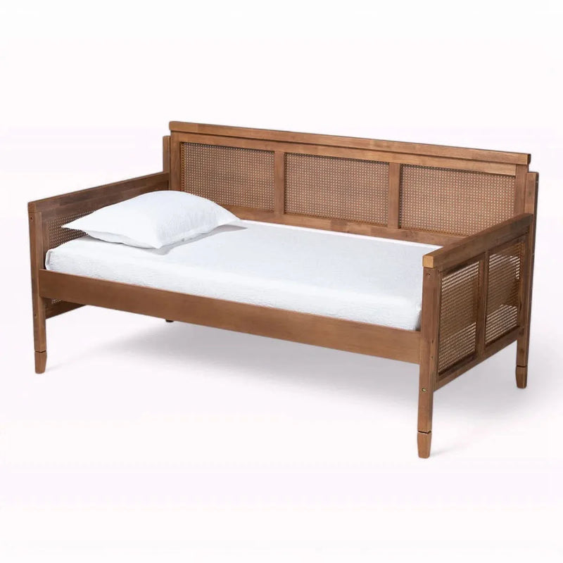 Walnut Finish with Wood Slats & Spade Feet Daybed