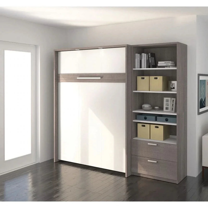 Lavim Full Murphy Bed and Shelving Unit with Drawers by Bestar