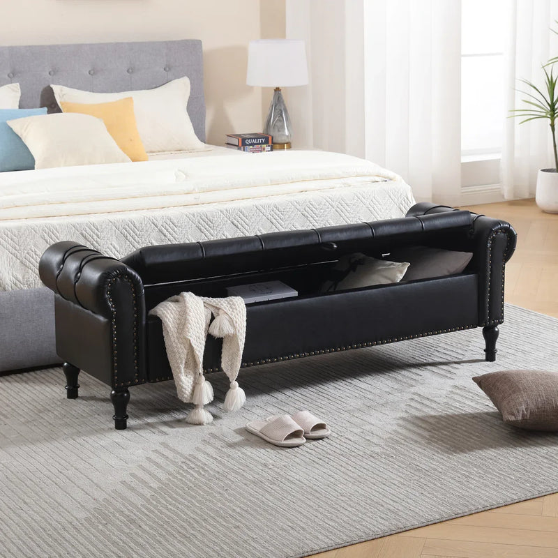 Pirox Faux Leather Upholstered storage Bench - craft decor