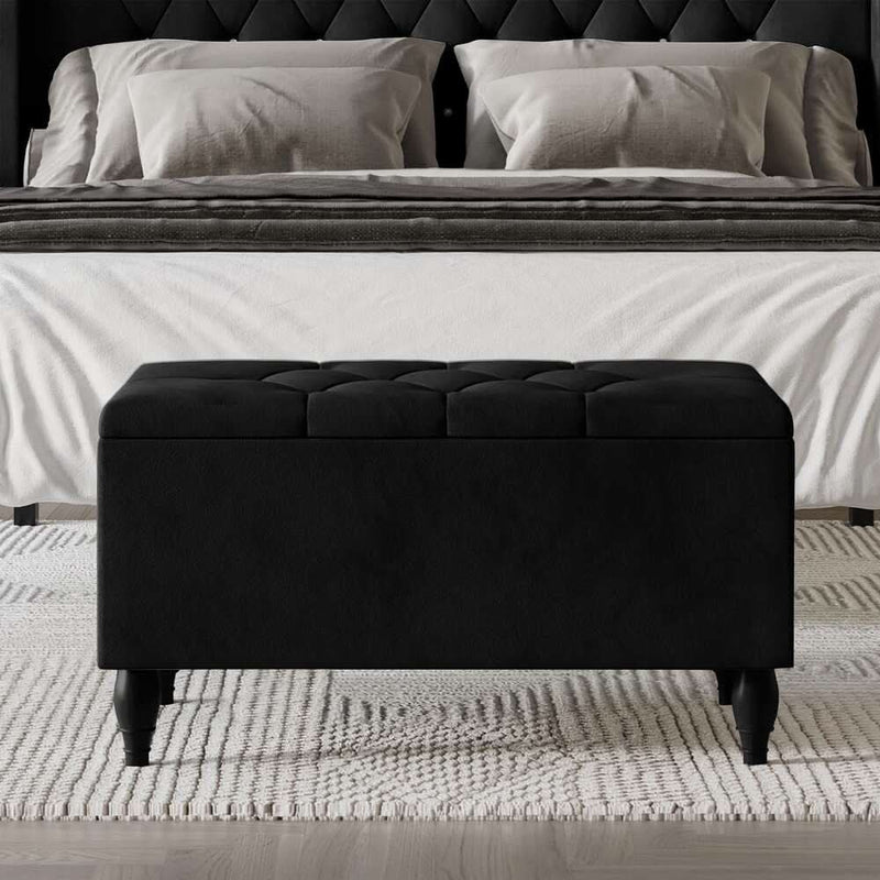craft decor 2 Piece Bedroom Bench Set Velvet Wingback Upholstered Bed
