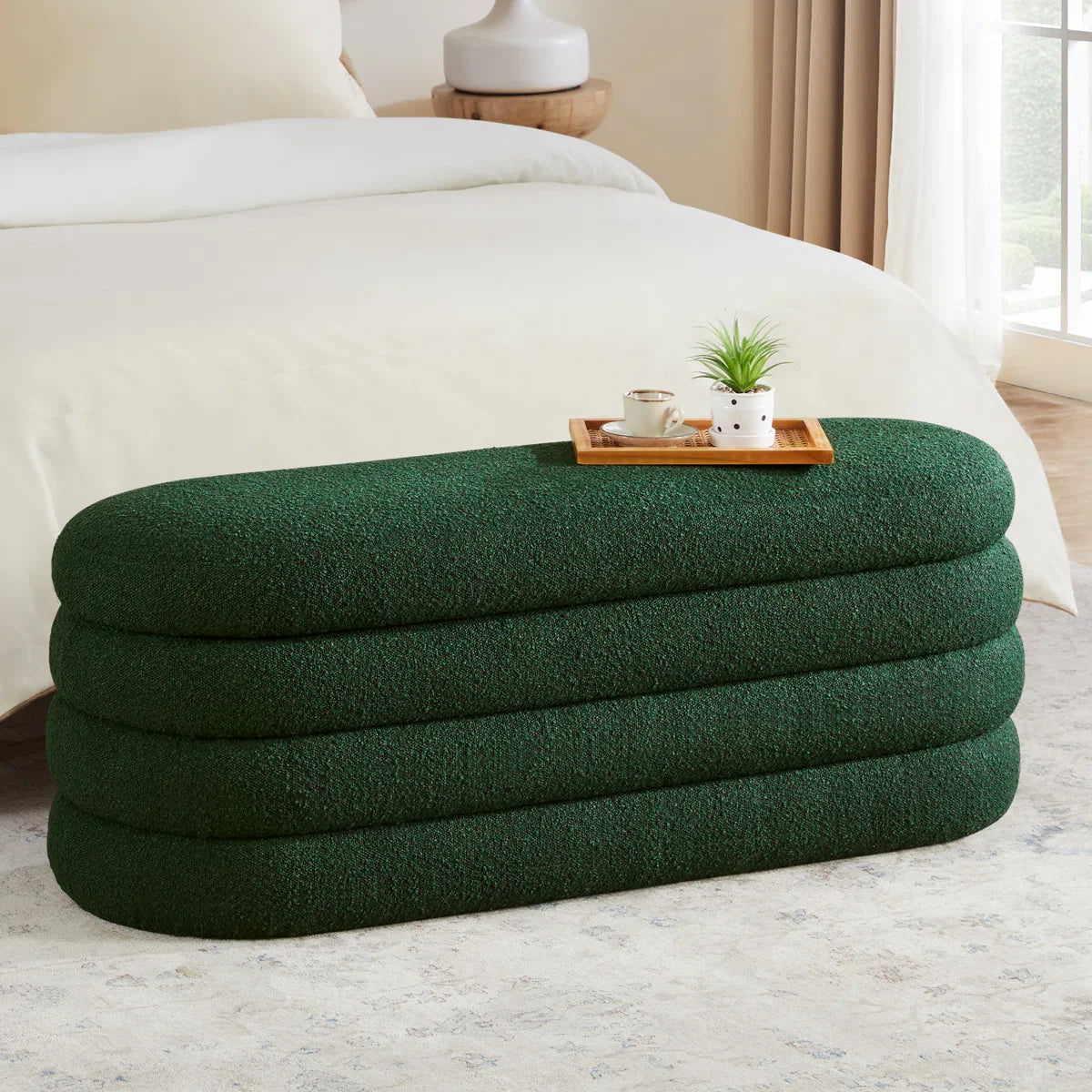 Efel Polyester Upholstered Storage Bench - craft decor