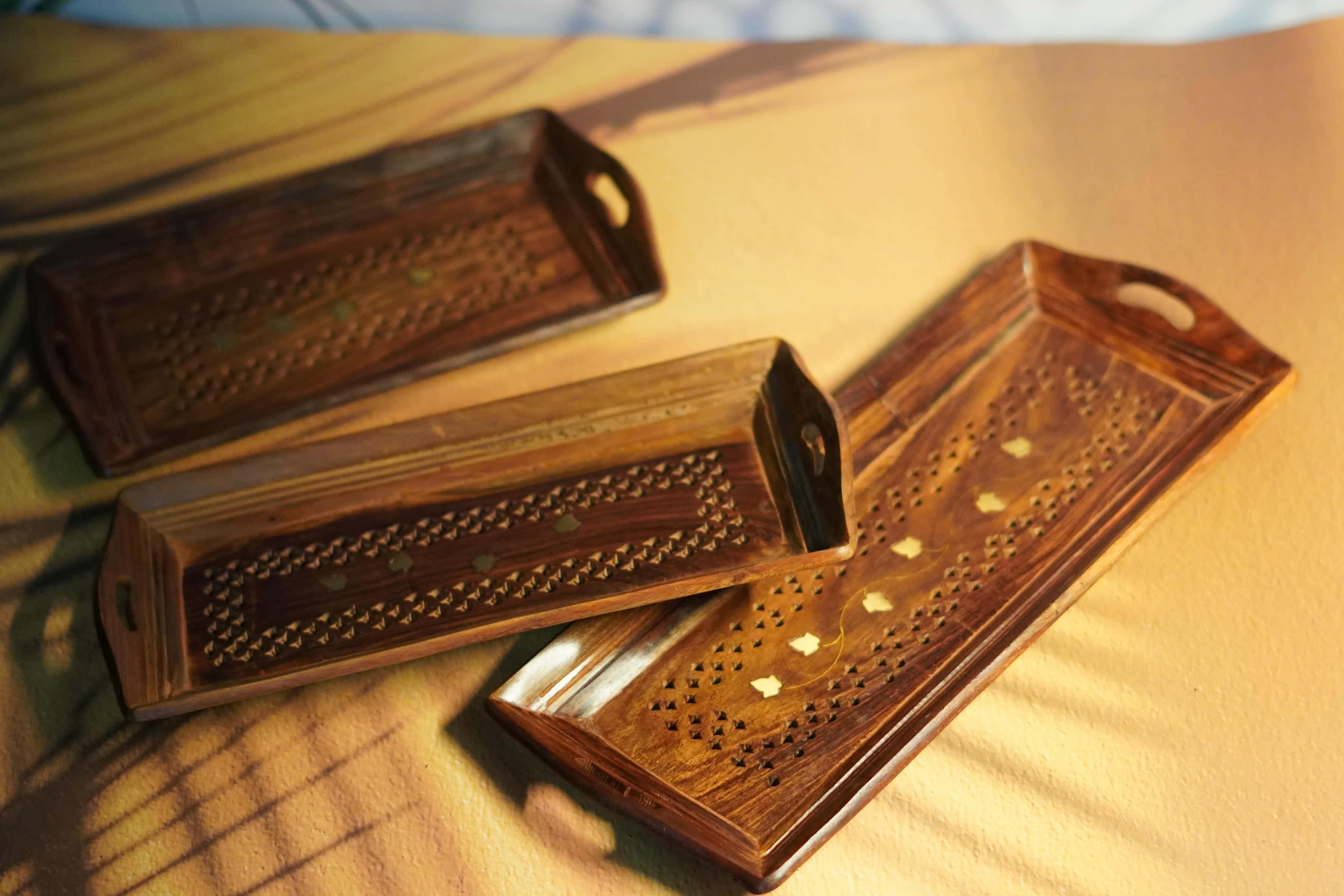 Rustic Elegance: Handcrafted Wooden Serving Trays