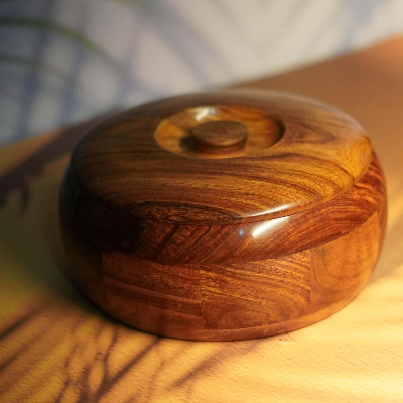 Handcrafted Sheesham Wood Chapati Storage Container
