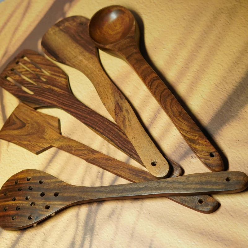 Handcrafted Wooden Cooking Utensil (Set of 5)