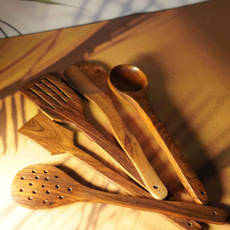 Handcrafted Wooden Cooking Utensil (Set of 5)