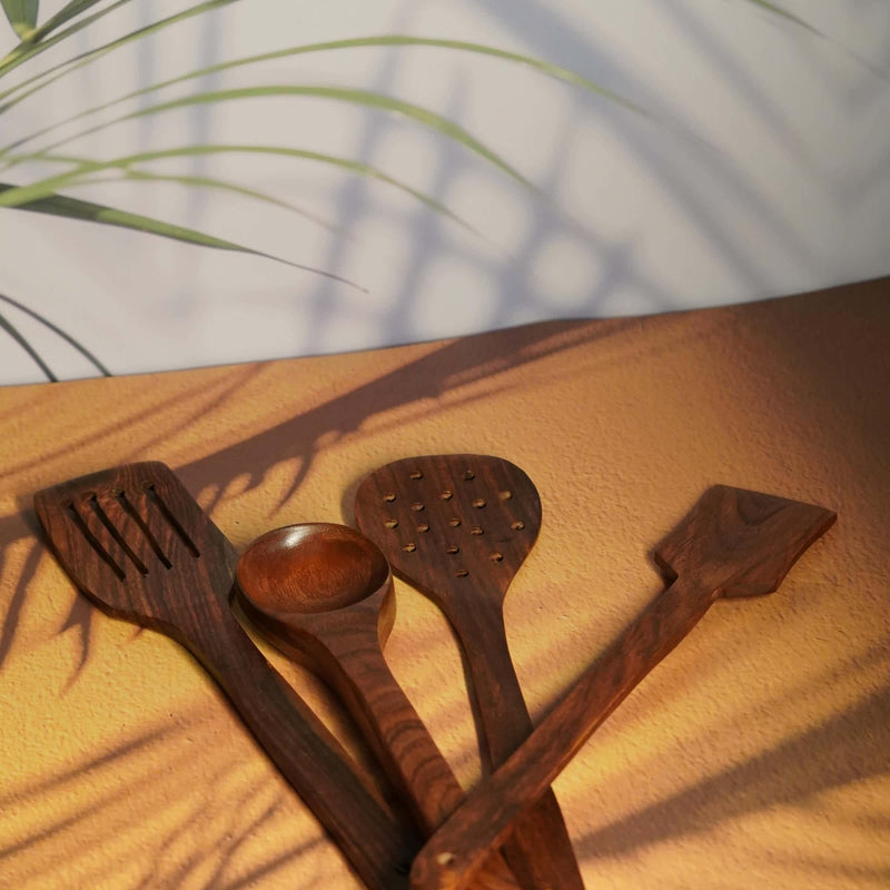 Rustic Elegance: Handmade Wooden Spoon (Set of 4)