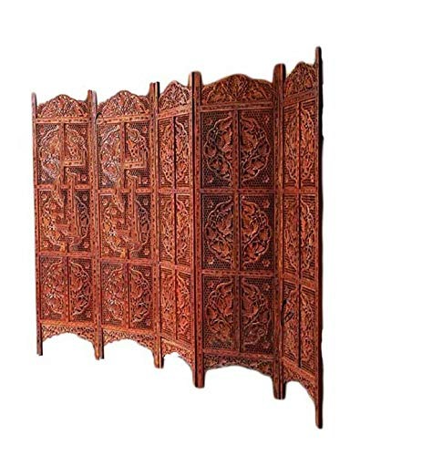 CRAFT DECOR Hand-Carved Wooden Partition Screen Wooden Room Divider in Sheesham Wood | Wooden Room Separators