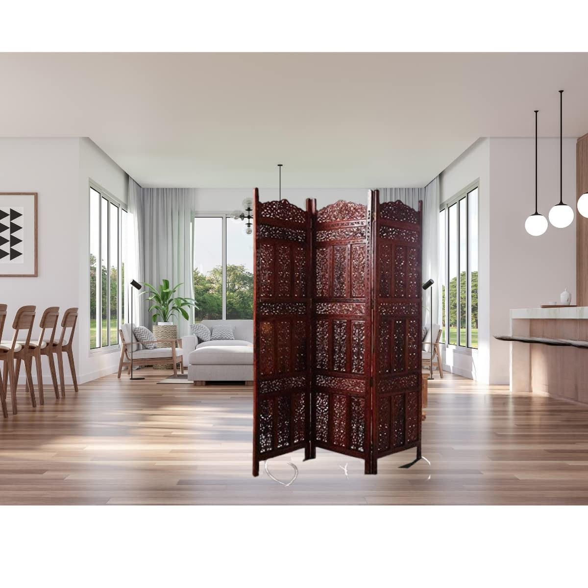 CRAFT DECOR Wooden Room Partition for Living Room,Room Divider 3 Panel, Partition for Pooja Room,Screen Separator,Partition Wall Divider for Hall|Bedroom|Office|Pooja Room
