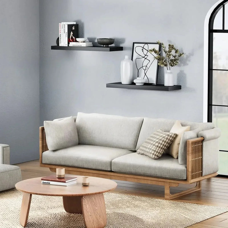 Siving Modern Wide Wood Floating Shelves (Set of 2)