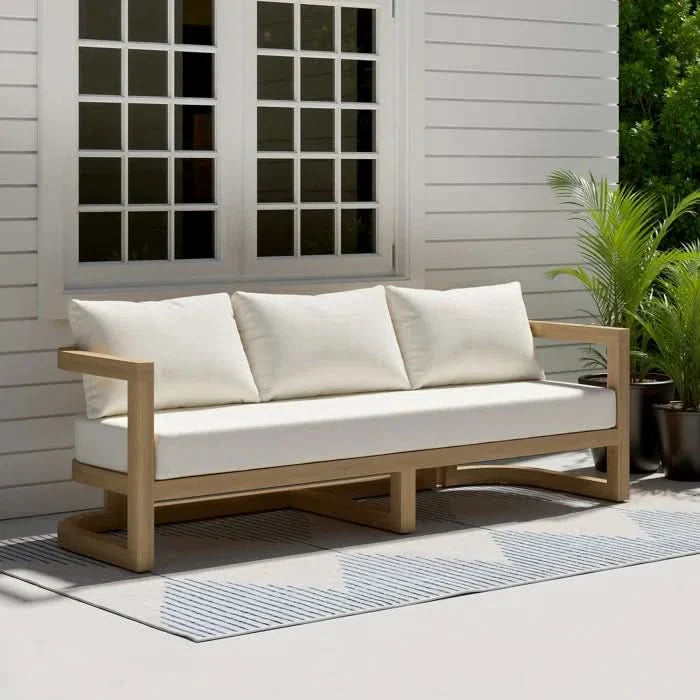 3-Person Acacia Wood Seating Sofa With Light Teak Finish