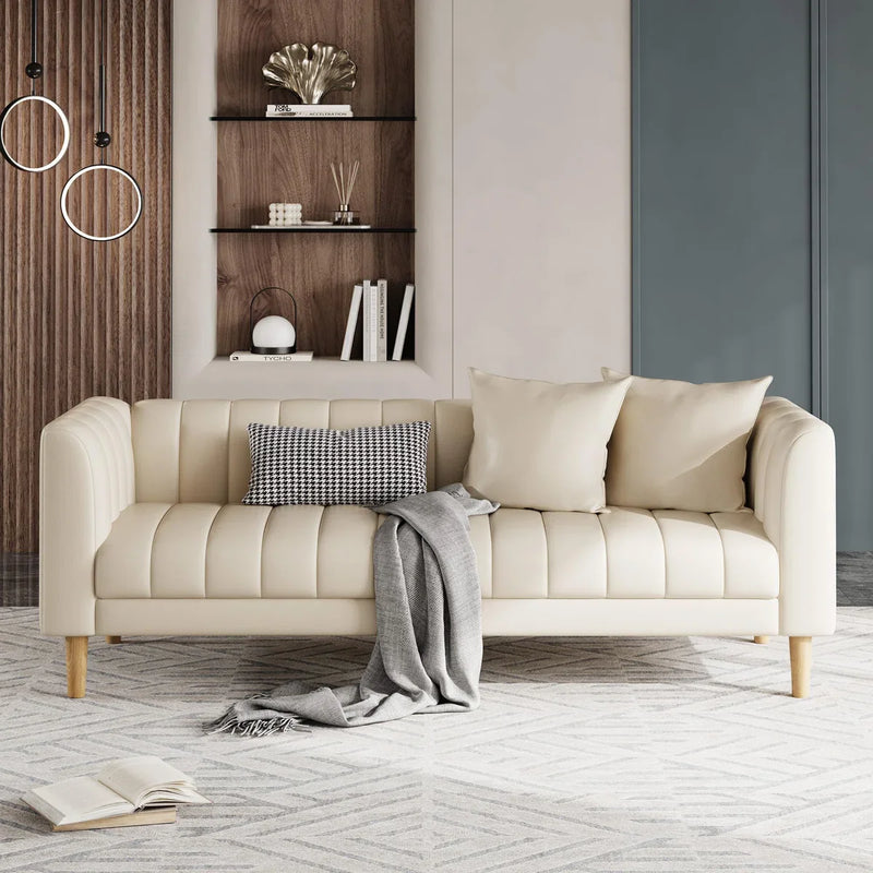 Pilgrim Modern Faux Leather 3-Seater Sofa Couch with Deep Seats