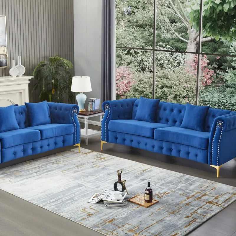 Frottenz 2 - Piece Velvet Living Room Set Luxury SofaSet