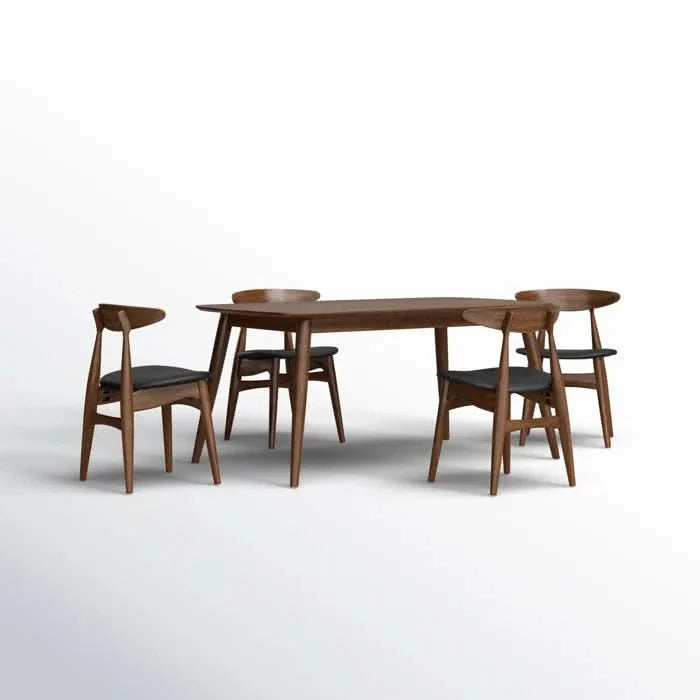 Kaspoty 4 Seater Dining Table Set in Dark Walnut Color - Craft Decor