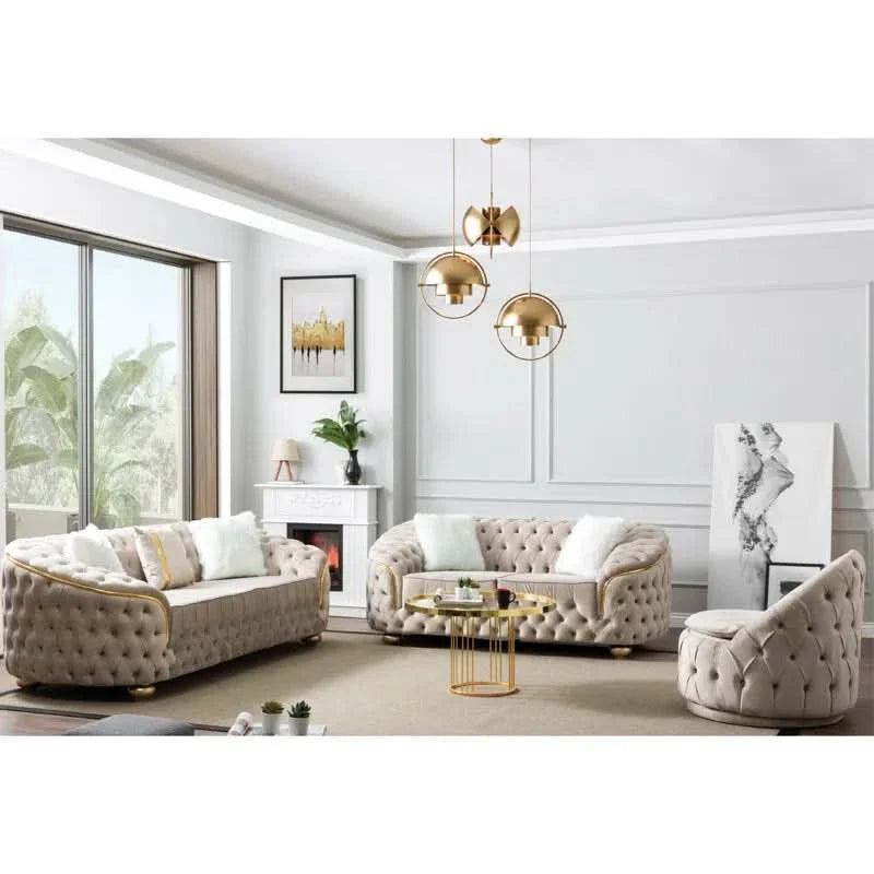 Gondaz 91'' Velvet Sofa Luxury Sofa Set