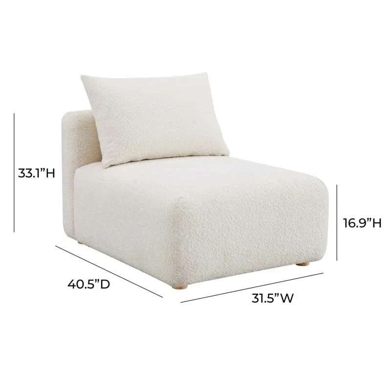 Harry Cream Boucle Modular Armless Chair - Craft Decor