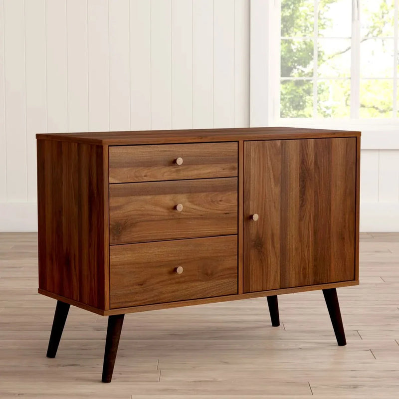 Rustic Wide Sideboard – Solid Wood Buffet for Living Room Decor