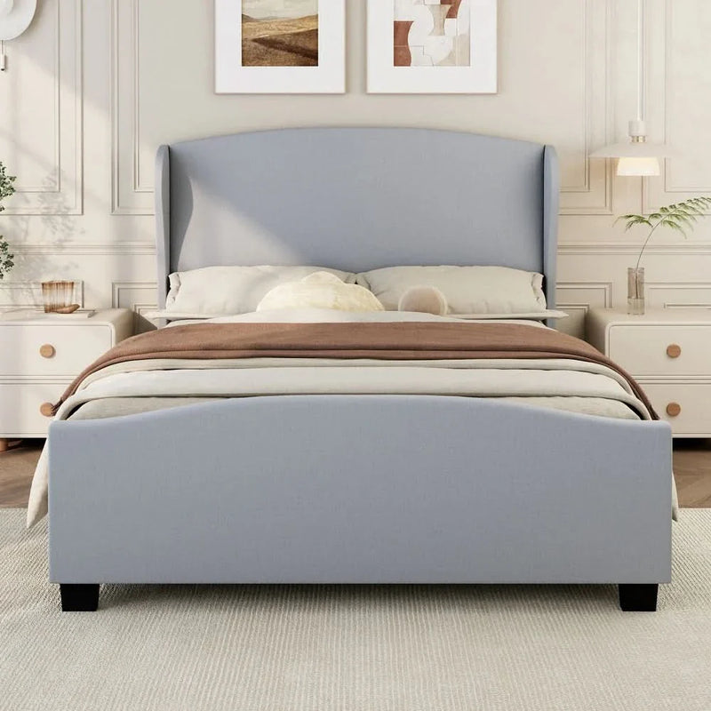 High Headboard Wingback Linen Upholstered Bed by Harper&Bright Designs
