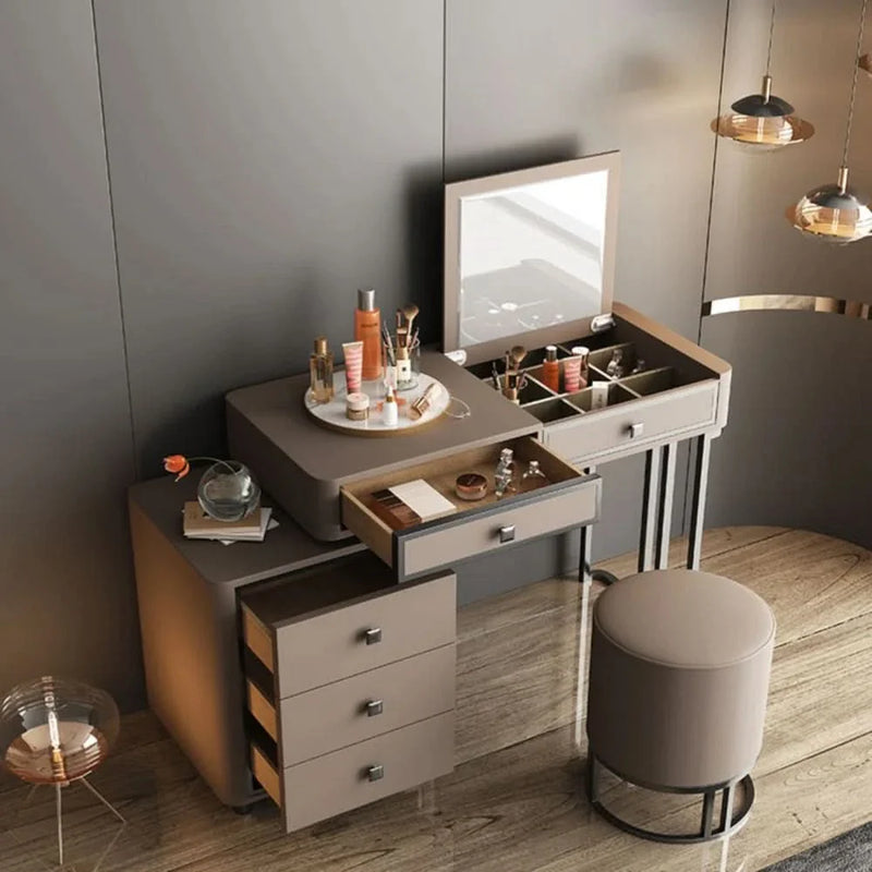 Modern Vanity Dressing Table with Mirror, Drawers, and Storage Organizer