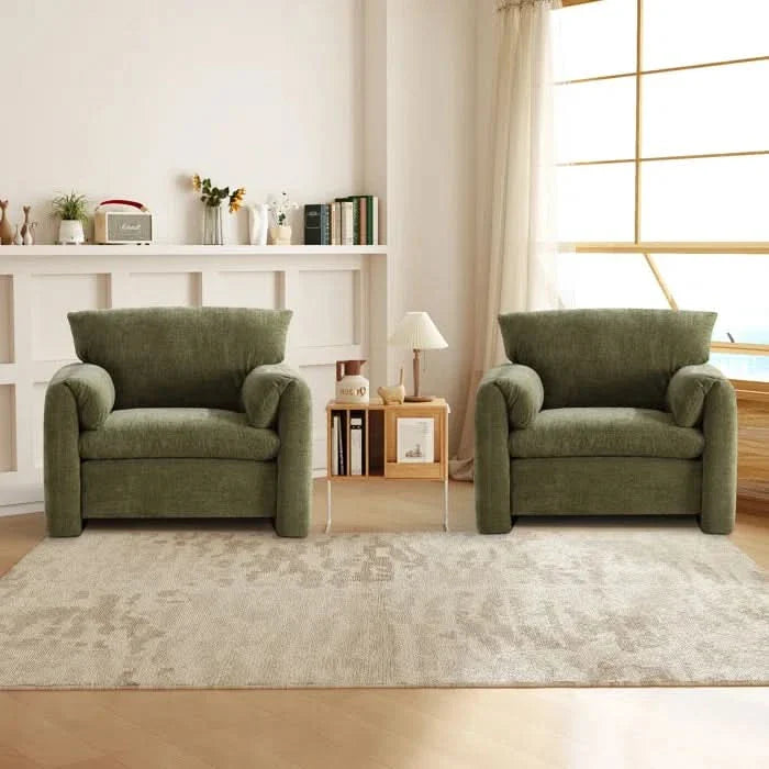 Nyiro Modern Super Soft Chenille Accent Chair with Padded Armrest