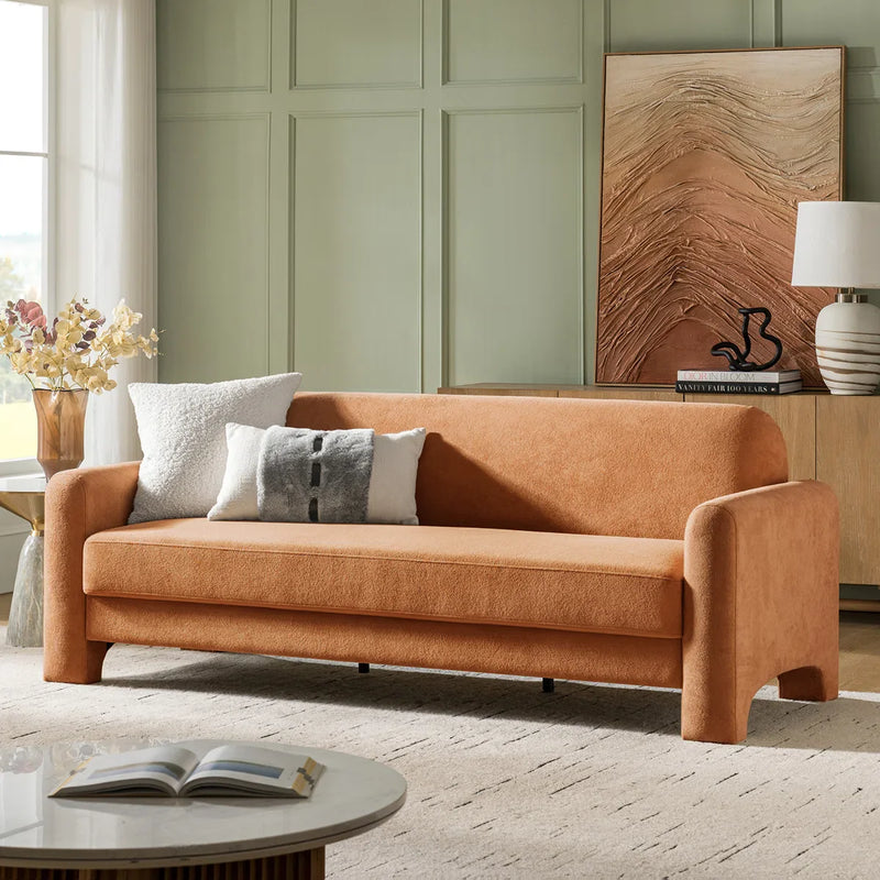 Furndik Modern Curved Chenille Sofa - Wooden Bazar