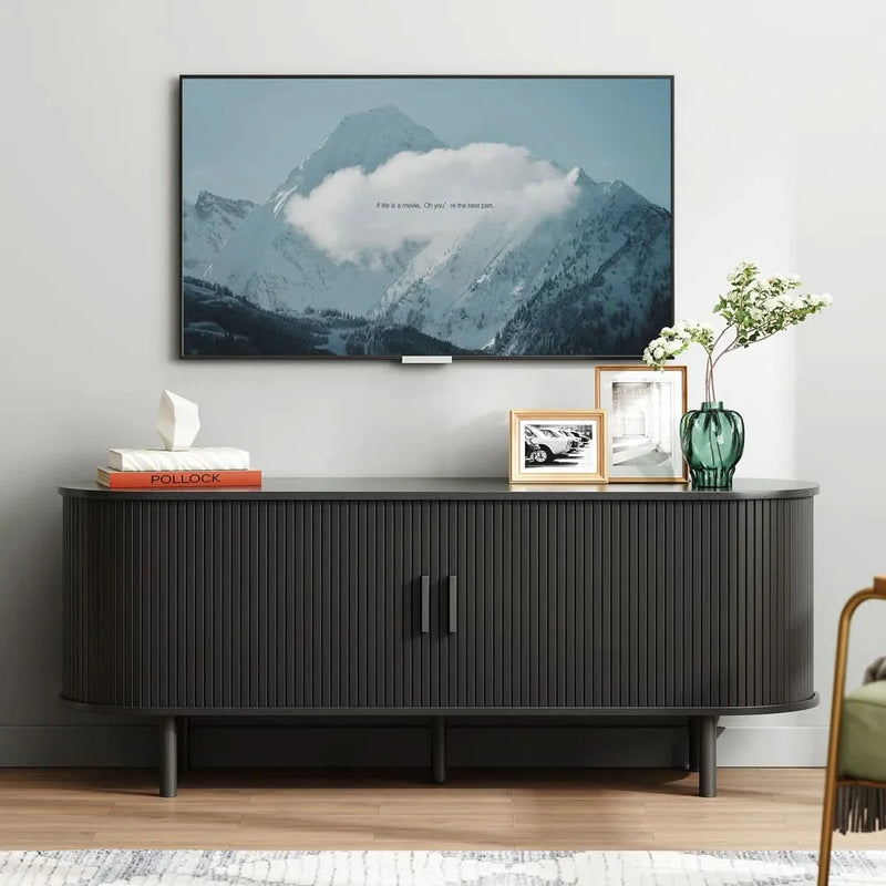 Modern Wood TV Stand with Storage and Shelves - Craft Decor