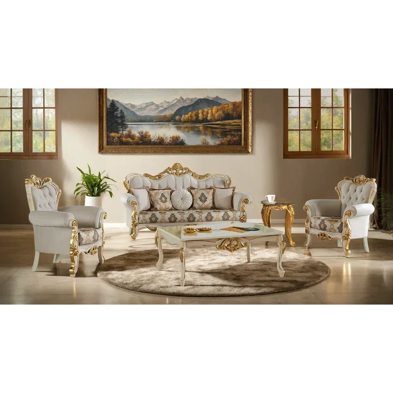 Janyraz 3 - Piece Living Room Set Luxury Sofa Set