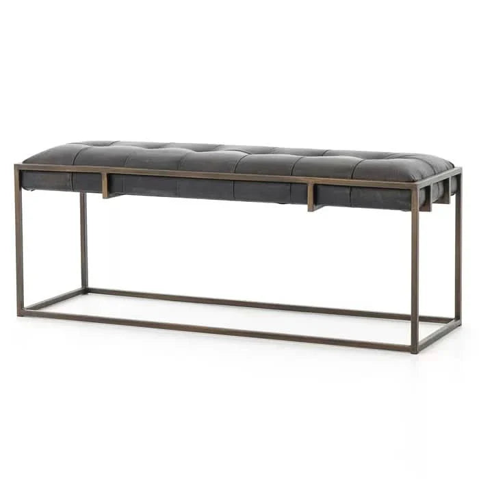 Sheerntine Genuine Leather Upholstered Bench