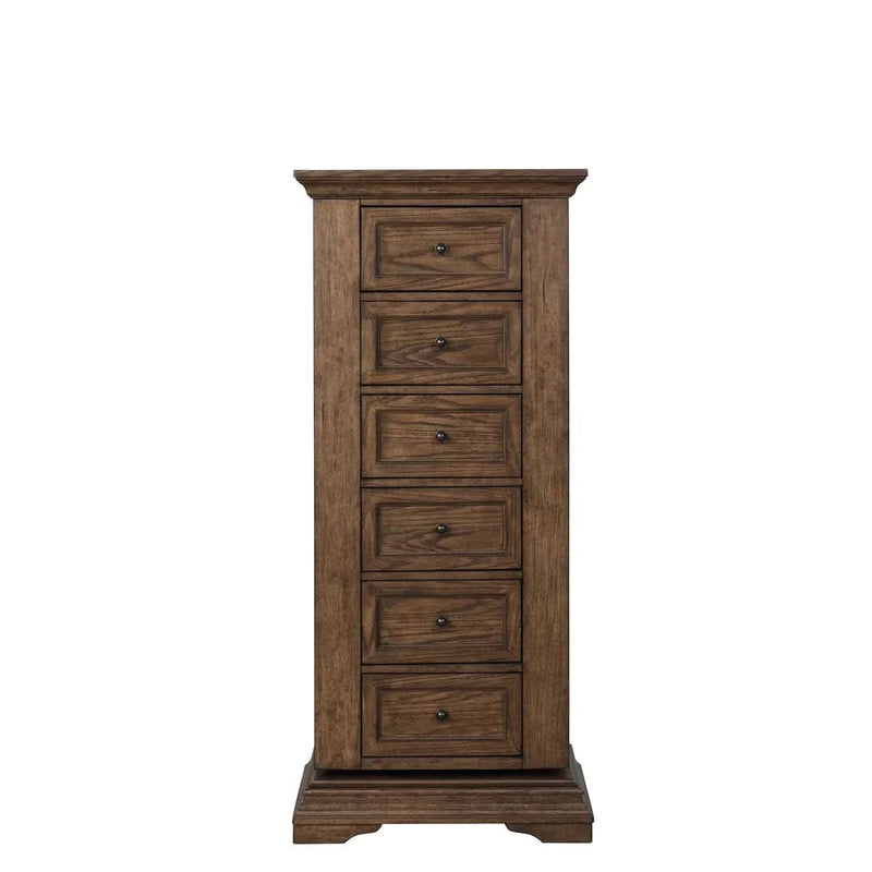 6-Drawer Swivel Lingerie Chest With Mirror, Walnut