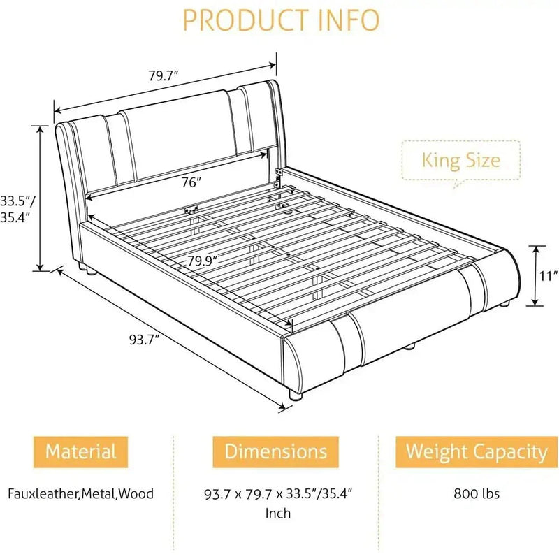 King Modern Deluxe Bed Frame with Iron Decor