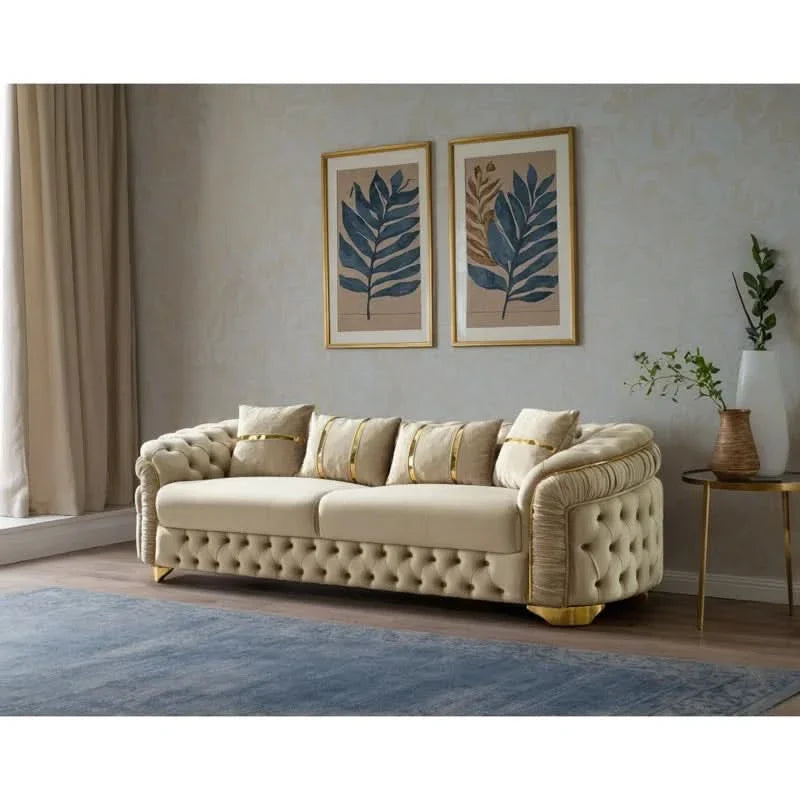 Lapinz 3 - Piece Velvet Living Room Set Luxury Sofa Set