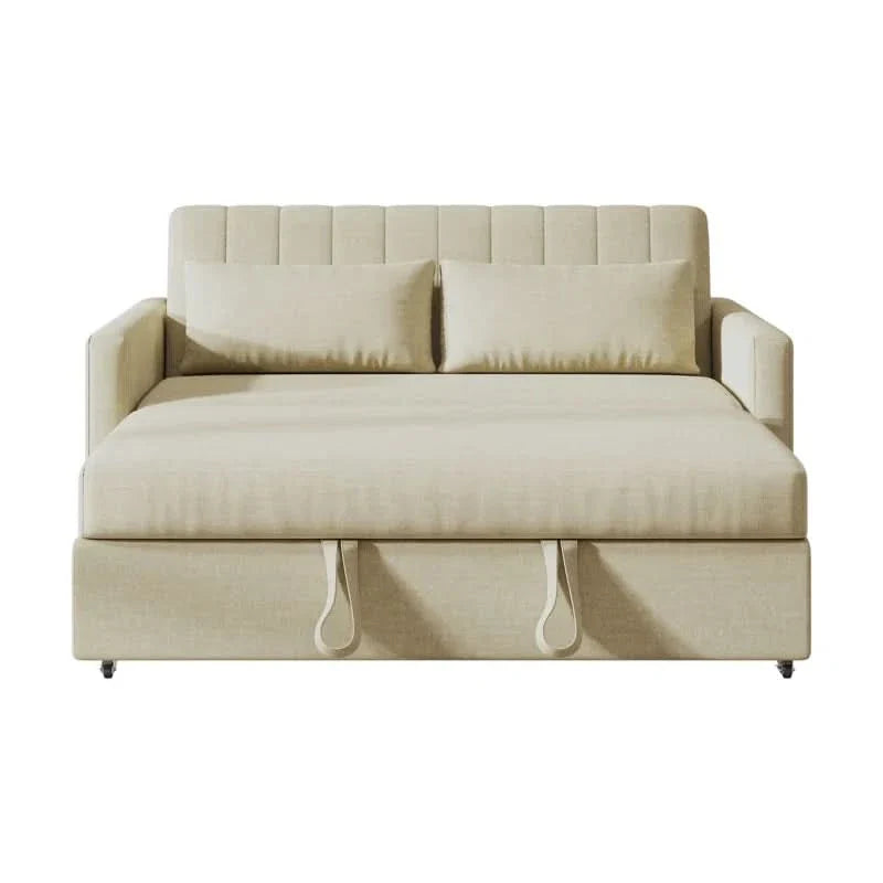 Darkweb Pull-Out Sofa Bed Loveseat with Adjustable Backrest and 2 Soft Pillows - Craft Decor