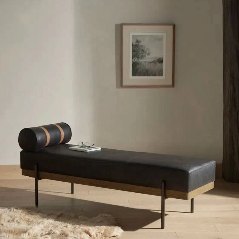 Havelson Genuine Leather Upholstered Bench - craft decor
