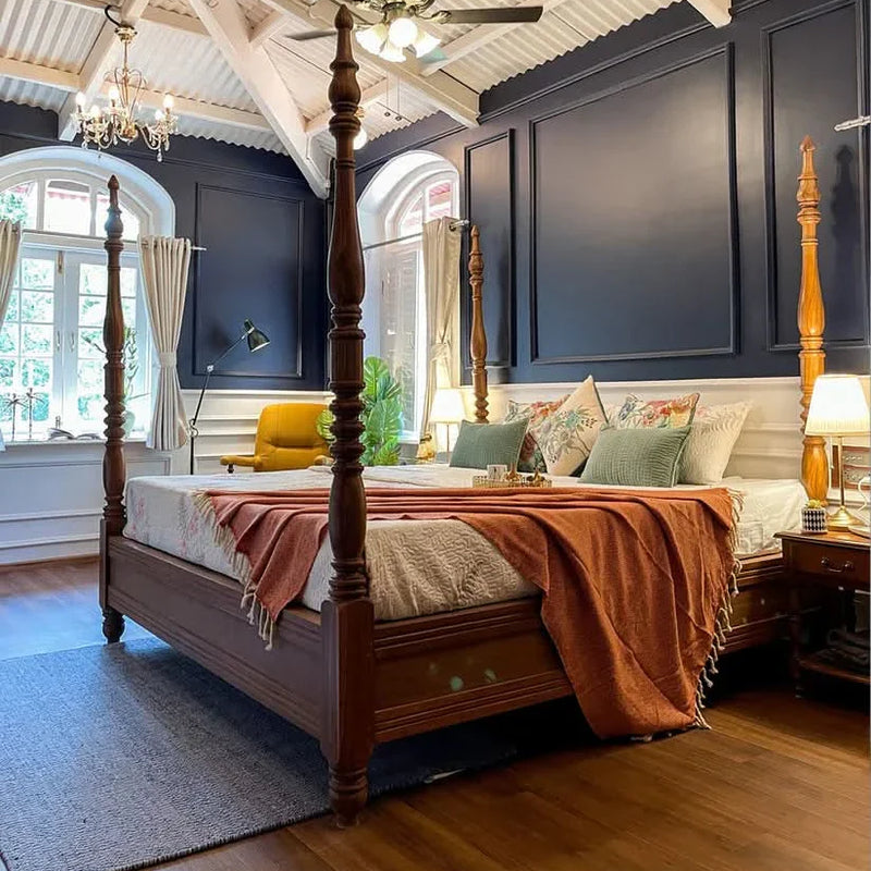 Vintage Colonial Style King Bed for Luxury Poster Bed - craft decor