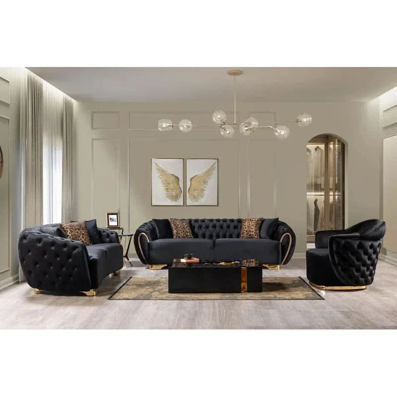 Lilaso 3 - Piece Velvet Living Room Luxury Sofa Set