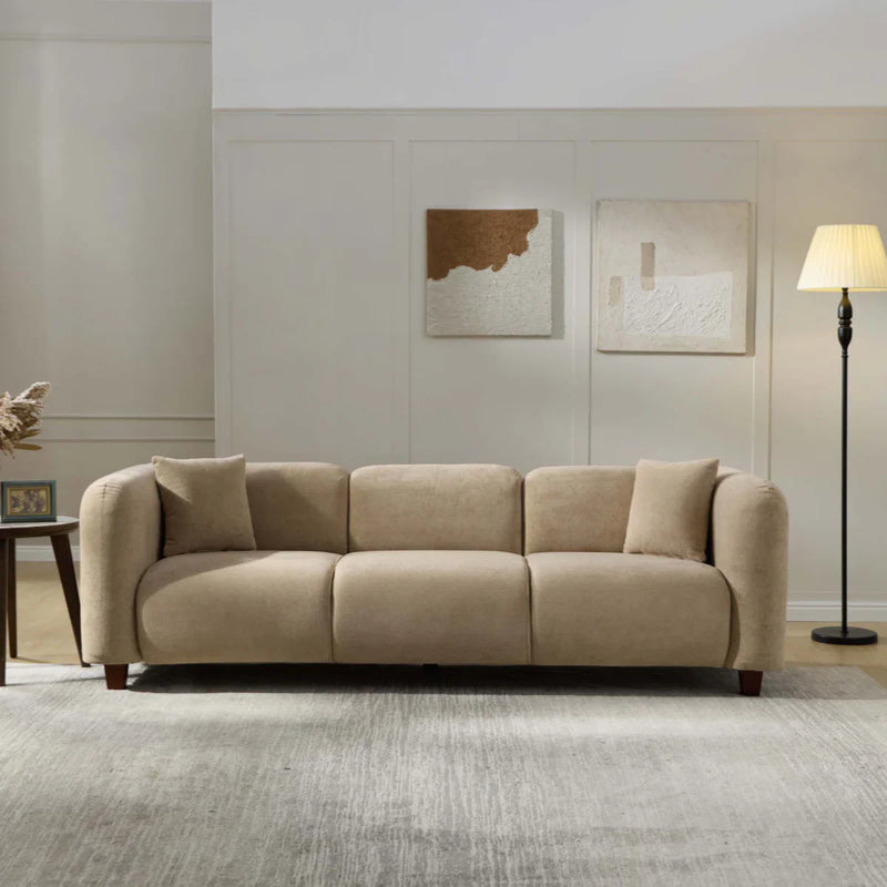 Robo Modern Minimalist Upholstered 3-Seater Sofa With Soft-Touch Fabric