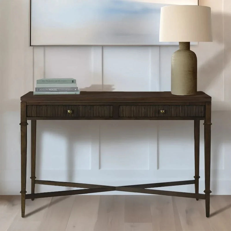 Brown Fluted 2-drawer Storage Console Table