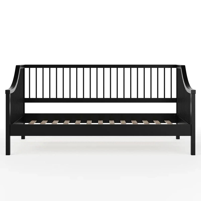 Wooden Platform Daybed With Spindles And Wood Slat Foundation