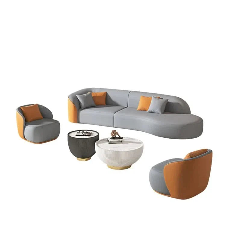 Massellia 5 - Piece Faux Leather Living Room Luxury Sofa Set