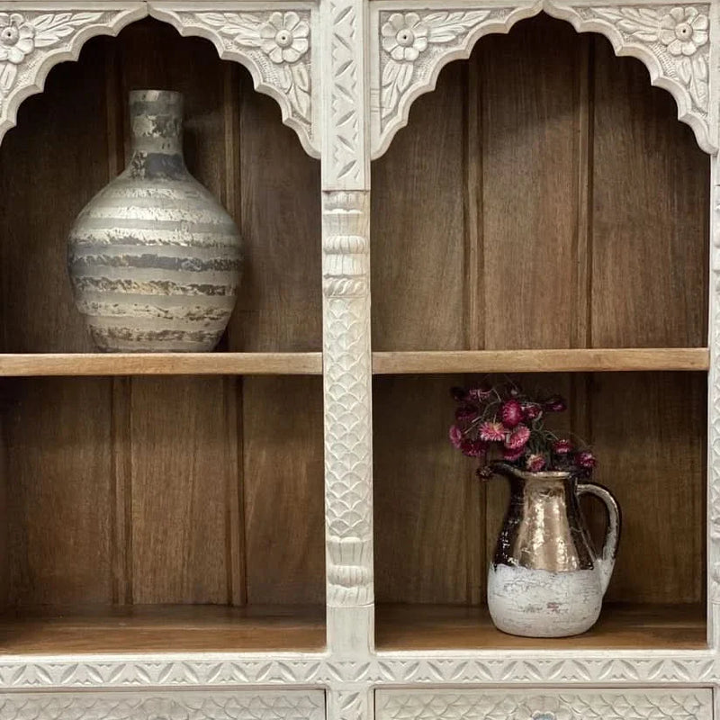 Wummie Carved Solid Wood Bookcase - Craft Decor