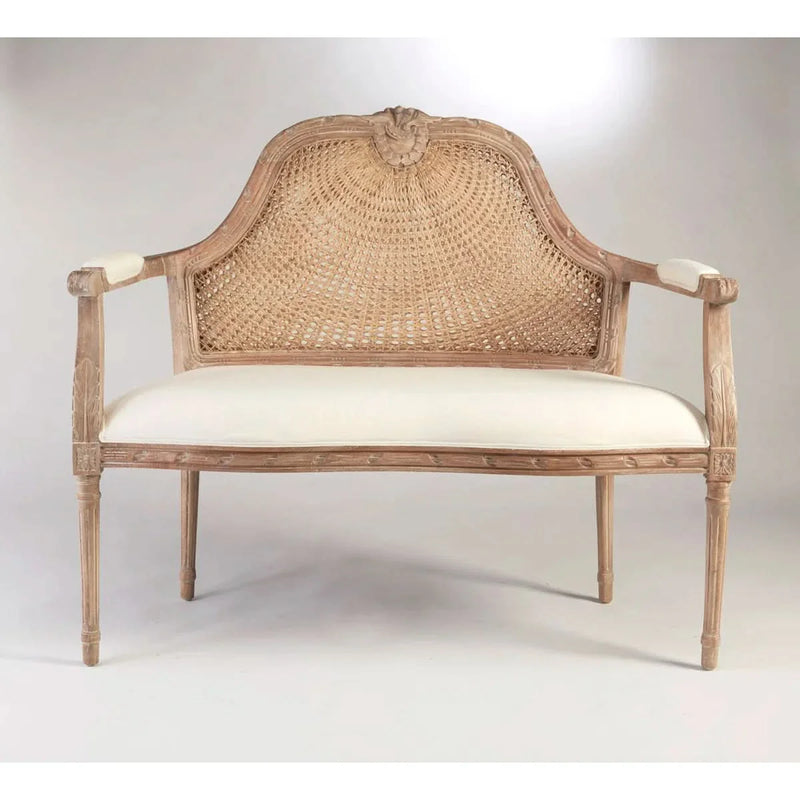 Linen Square Arm Settee – Modern 2-Seater with Minimalist Design