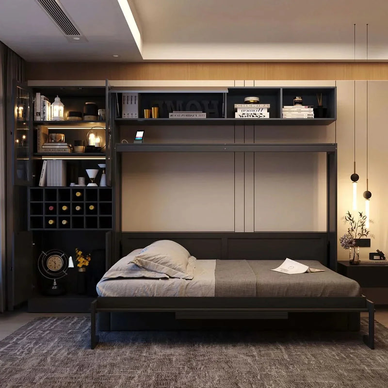 Murphy Bed Wall Bed With Sofa , Shelves USB & Light - Craft Decor