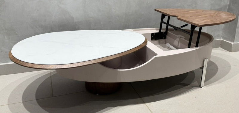 Modern Lift-Top Coffee Table with Hidden Storage & Convertible Wooden Top