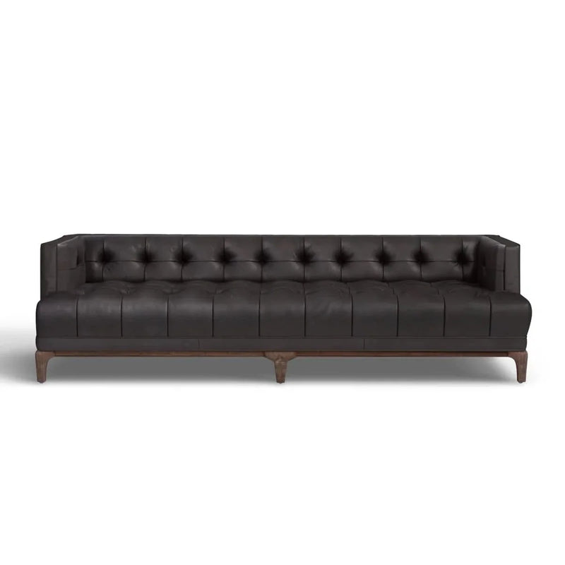 5 seater Genuine Leather Tuxedo Arm Sofa