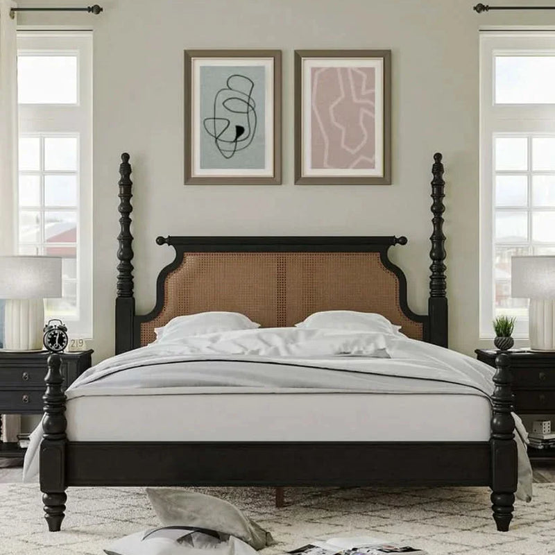 Simiax Rattan Cane Styles Poster Bed - craft decor