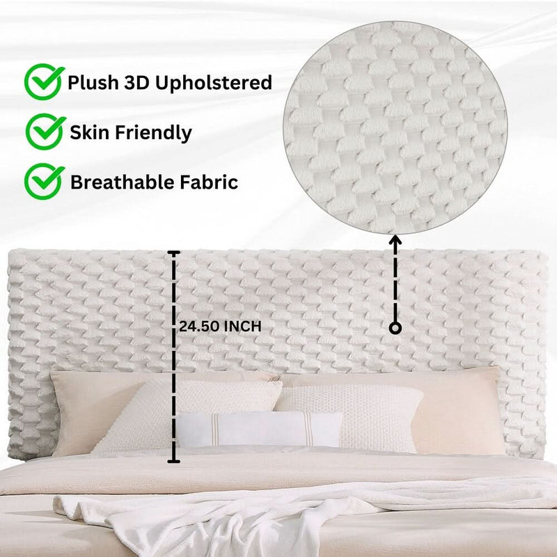 Queen Size Platform Bed with Adjustable Headboard And withe Dove Luxury Fabric