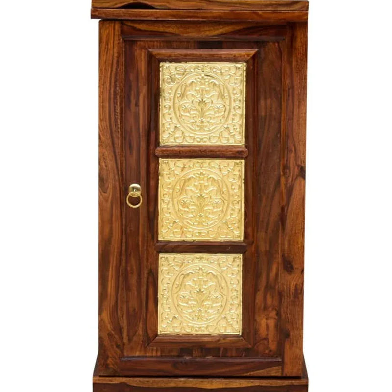 Wanter Solid Wood Bar Cabinet With Brass Work & Single Door